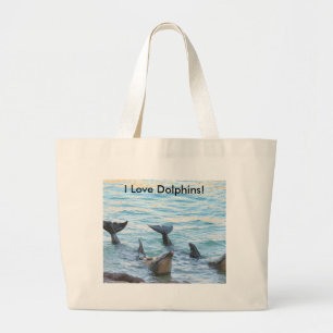 Grand Tote Bag J'aime des dauphins ! Photo de dauphin