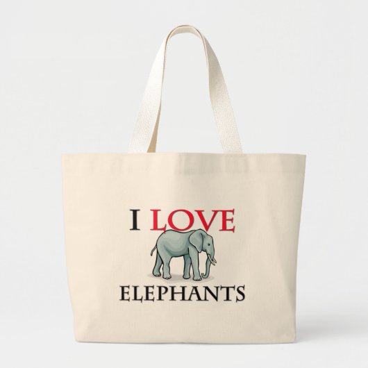 Grand Tote Bag J'aime des éléphants (Devant)