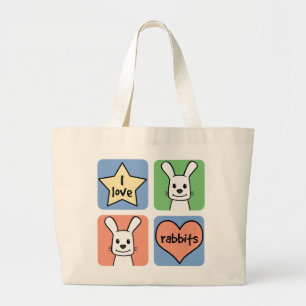 Grand Tote Bag J'aime des lapins