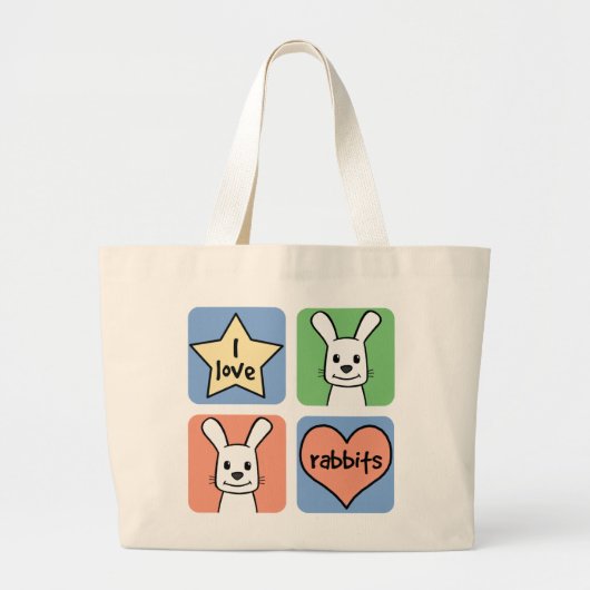 Grand Tote Bag J'aime des lapins (Devant)