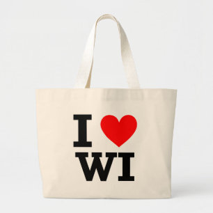 Grand Tote Bag J'aime la conception du Wisconsin