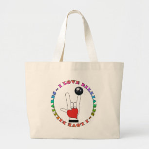 GRAND TOTE BAG J'AIME LA LANGUE DES SIGNES D'ASL DE BILLARDS