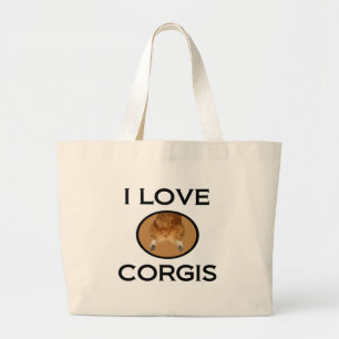 Grand Tote Bag J'aime le bout de corgi de Corgis