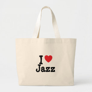 Grand Tote Bag J'aime le coeur Jazz personnalisé