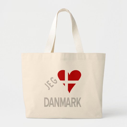 Grand Tote Bag J'aime le Danemark Gris (Devant)