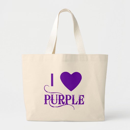Grand Tote Bag J'aime le violet au coeur pourpre (Devant)