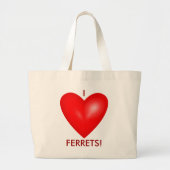 Grand Tote Bag J'aime les furets au coeur rouge (Devant)