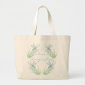 Grand Tote Bag J'aime les libellules en bleu et vert (Devant)