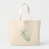 Grand Tote Bag J'aime les libellules en bleu et vert (Devant)