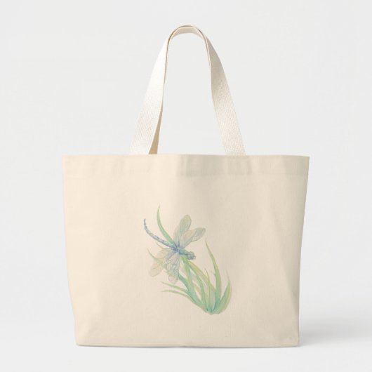 Grand Tote Bag J'aime les libellules en bleu et vert (Devant)