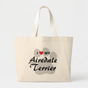 Grand Tote Bag J'aime mon Airedale Terrier