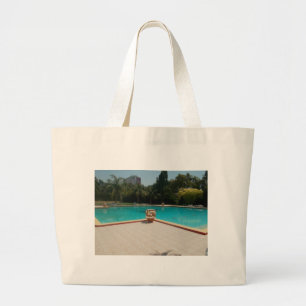 Grand Tote Bag J'Aime Mon Art Familial Au Bord De La Piscine