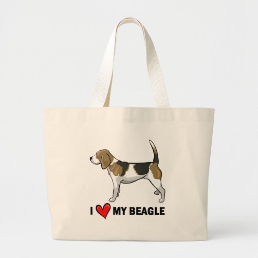 Grand Tote Bag J'aime mon beagle (Devant)