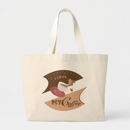 Grand Tote Bag J'aime mon café Retro Java (Devant)