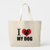 Grand Tote Bag J'aime mon chien jeter l'oreiller (Dos)