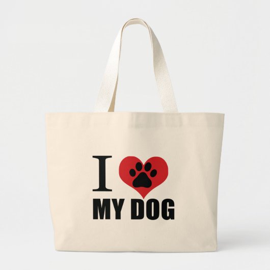 Grand Tote Bag J'aime mon chien jeter l'oreiller (Devant)