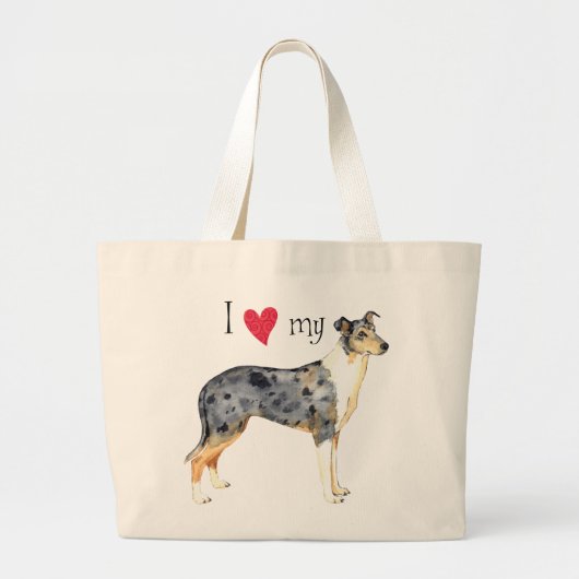 Grand Tote Bag J'aime mon colley lisse (Devant)