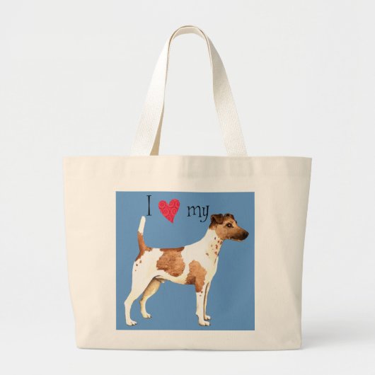 Grand Tote Bag J'aime mon Fil Fou Fox Terrier (Devant)