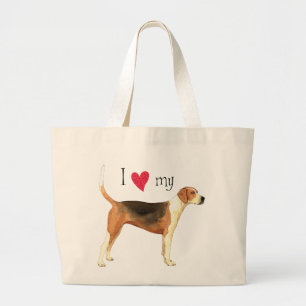 Grand Tote Bag J'aime mon fox-hound américain