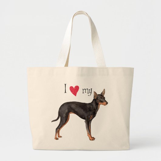 Grand Tote Bag J'aime mon jouet Manchester Terrier (Devant)