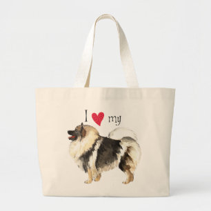 Grand Tote Bag J'aime mon Keeshond