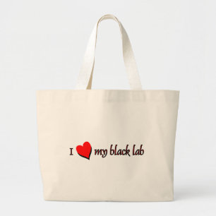 Grand Tote Bag J'aime mon Labrador noir