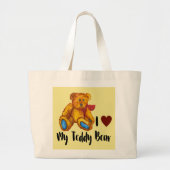 Grand Tote Bag J'Aime Mon Ours En Conflit (Devant)