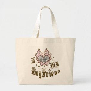 Grand Tote Bag J'aime mon petit ami - Rouge - DingusDesign