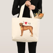Grand Tote Bag J'aime mon Rhodesian Ridgeback (Devant (produit))