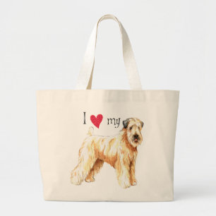 Grand Tote Bag J'aime mon Terrier blond comme les blés enduit