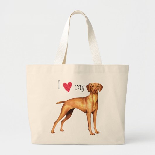 Grand Tote Bag J'aime mon Vizsla (Devant)