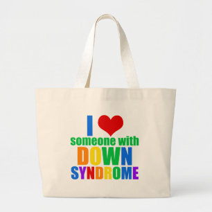 Grand Tote Bag J'Aime Quelqu'Un Avec Le Syndrome De Down