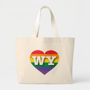 Grand Tote Bag J'aime Wyoming Gay pride Rainbow Heart