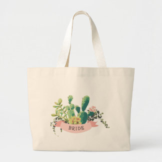 Grand Tote Bag Jardin de Cactus du désert | Mariée |