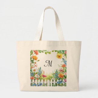Grand Tote Bag Jardin de fées printanier personnalisé