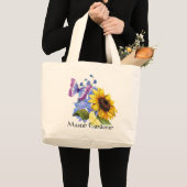 Grand Tote Bag Jardin de tournesol papillon (Devant (produit))