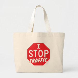 Grand Tote Bag J'ARRÊTE le trafic avec un signe rouge d'arrêt
