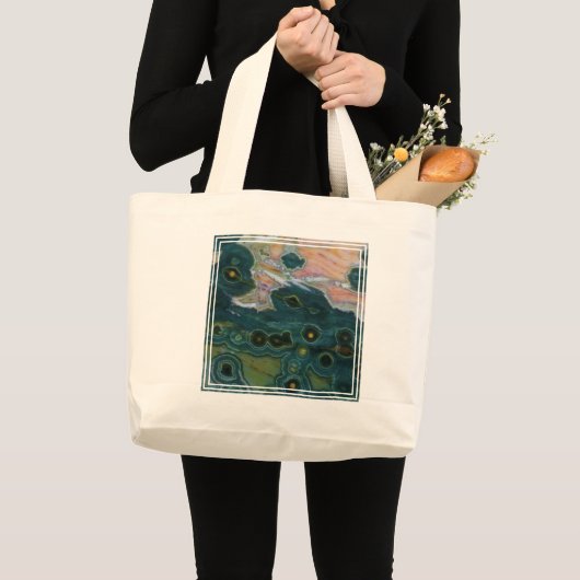 Grand Tote Bag Jasper Océan à Taches Vertes (Devant (produit))