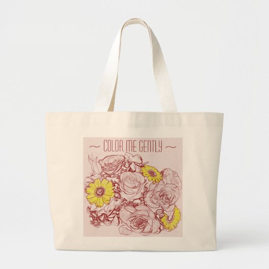 Grand Tote Bag Jaune Daisy Rouge Rose Bouquet Modèle (Devant)