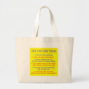 Grand Tote Bag Jaune identique de questions de jumeaux