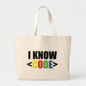 Grand Tote Bag Je connais CODE Drôle Programmeur Codeur Développe (Devant)