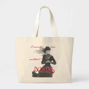 Grand Tote Bag Je ne peux pas vivre sans livres