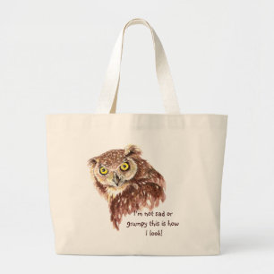 Grand Tote Bag Je ne suis pas triste ou grincheux, c'est comme ça