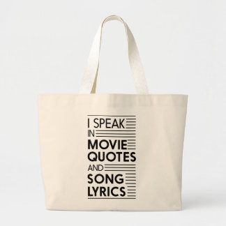 Grand Tote Bag Je parle en citations de film et textes de chanson