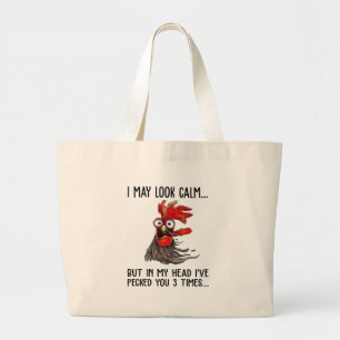 Grand Tote Bag Je Pourrais Avoir L'Air Calme Mais Ma Tête Je T'Ai