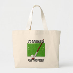 Grand Tote Bag Je préfère être sur le terrain (hockey)