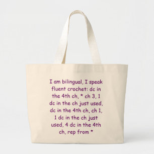 Grand Tote Bag Je suis bilingue, je parle le crochet fluide : C.C