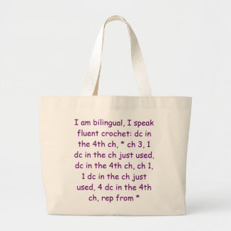Grand Tote Bag Je suis bilingue, je parle le crochet fluide : C.C