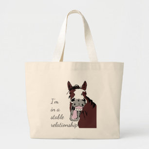 Grand Tote Bag Je suis dans une relation stable Fun Horse Pun