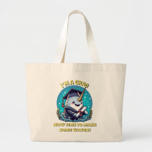 Grand Tote Bag Je suis diplômé d'une licorne de mer ! Maintenant,